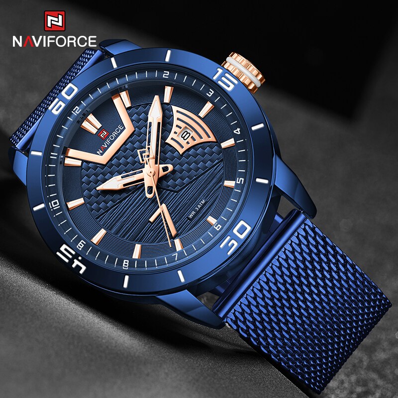 Top Brand Naviforce Business Heren Horloges Roestvrij Stalen Band Horloges Waterdicht Mannen Klok Relogio Masculino