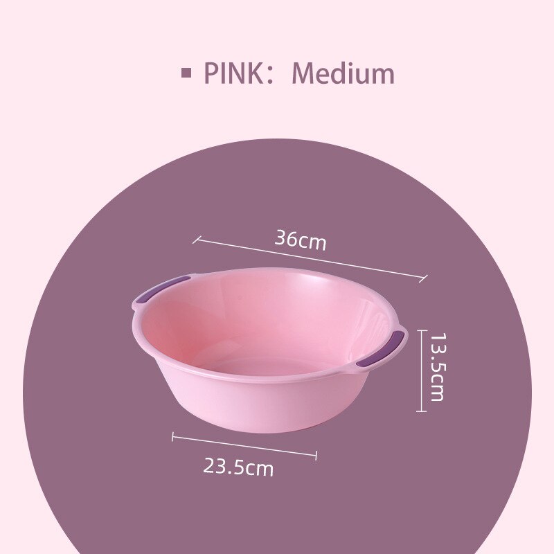 Household Large Thickened Baby Washing Clothes Plastic Washbasin Kitchen Fruit Dish Basin Student Dormitory Washbasin Washbasin: Pink Medium