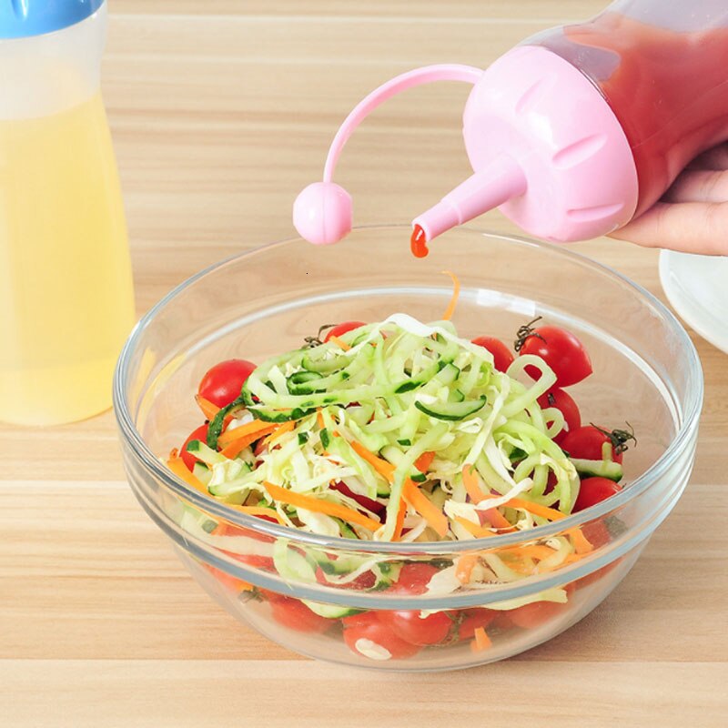 BBQ Condiment Ketchup Sauce Dispenser Bottles Olive Oil Dispensing Bottle Mayonnaise Squeeze Jar with Cap White Kitchen Gadget