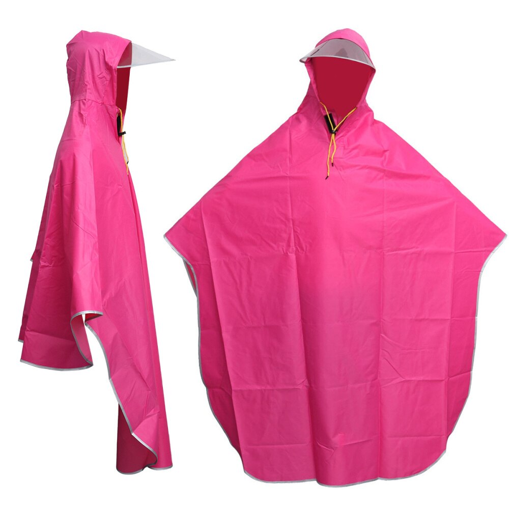 Mens Womens Cycling Bicycle Bike Raincoat Rain Cape Poncho Hooded Windproof Rain Coat Mobility Scooter Cover (Navy Blue): Rosy
