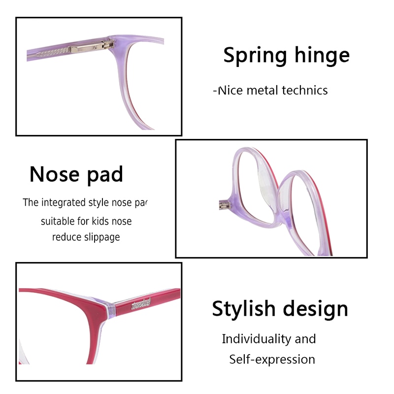 Kids Glasses Pink Eyeglass Frames Children Glasses Myopia Eyewear Acetate Kids Eyeglass Frames Round Children Optical Frames