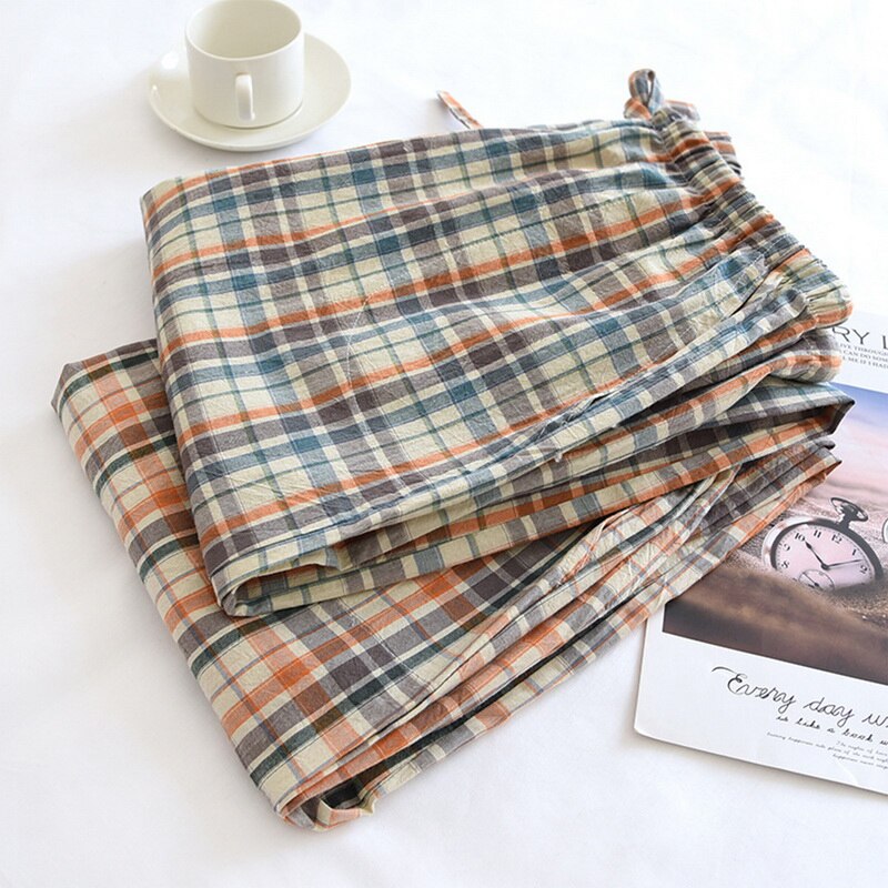 Plaid Home Pants for Men Loose Pajama Cotton Man Sleep Bottoms Clothes Pajamas Men's Trousers Sleepwear Lounge Underwear