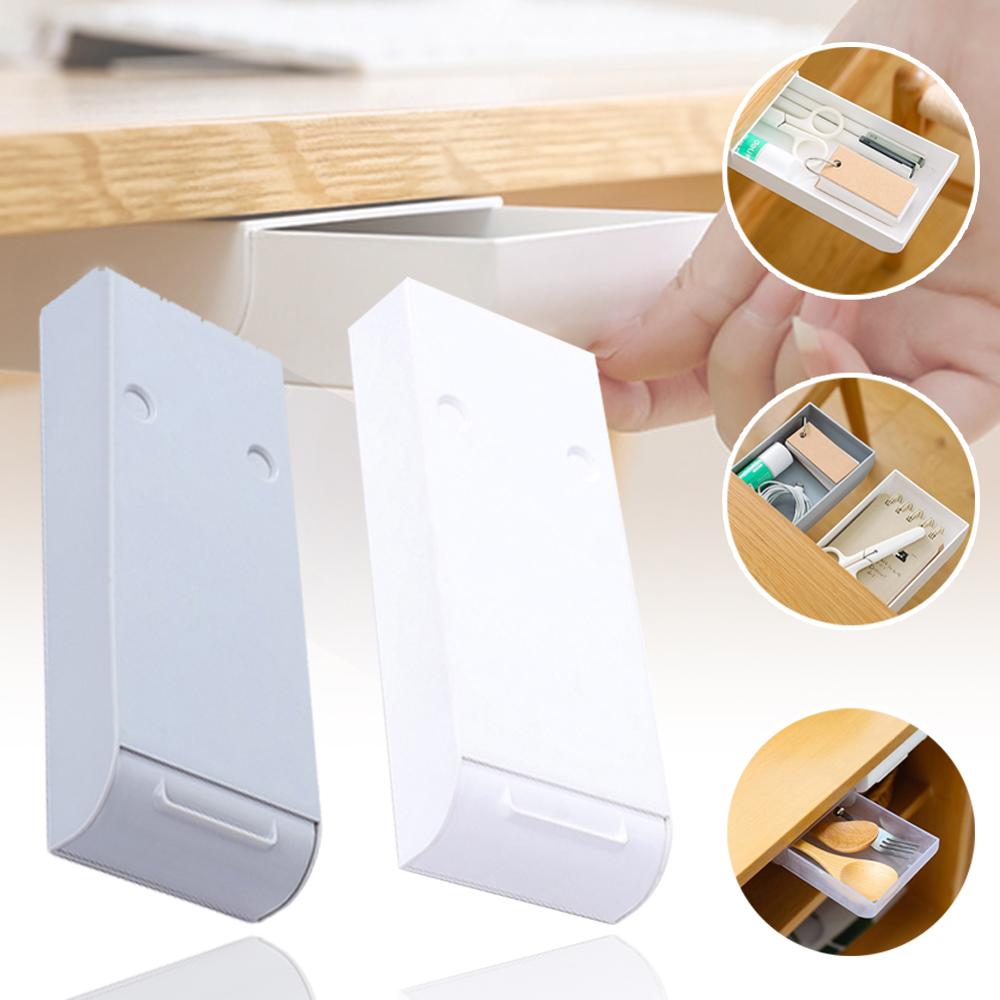 Hidden Pencil Tray Drawer Desktop Organizer Pop-up Under Cabinet or Desk Drawer for Office