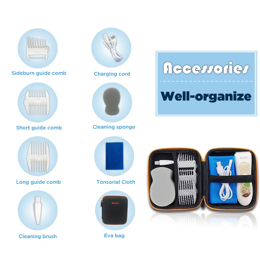 Bimirth Baby Haar Haarschneidemaschine Wasserdicht Ruhig Wiederaufladbare Einfache Bedienung Trimmer Elektrische Haarschneidemaschine Werkzeug USB Kabel für Kleinkind Kind