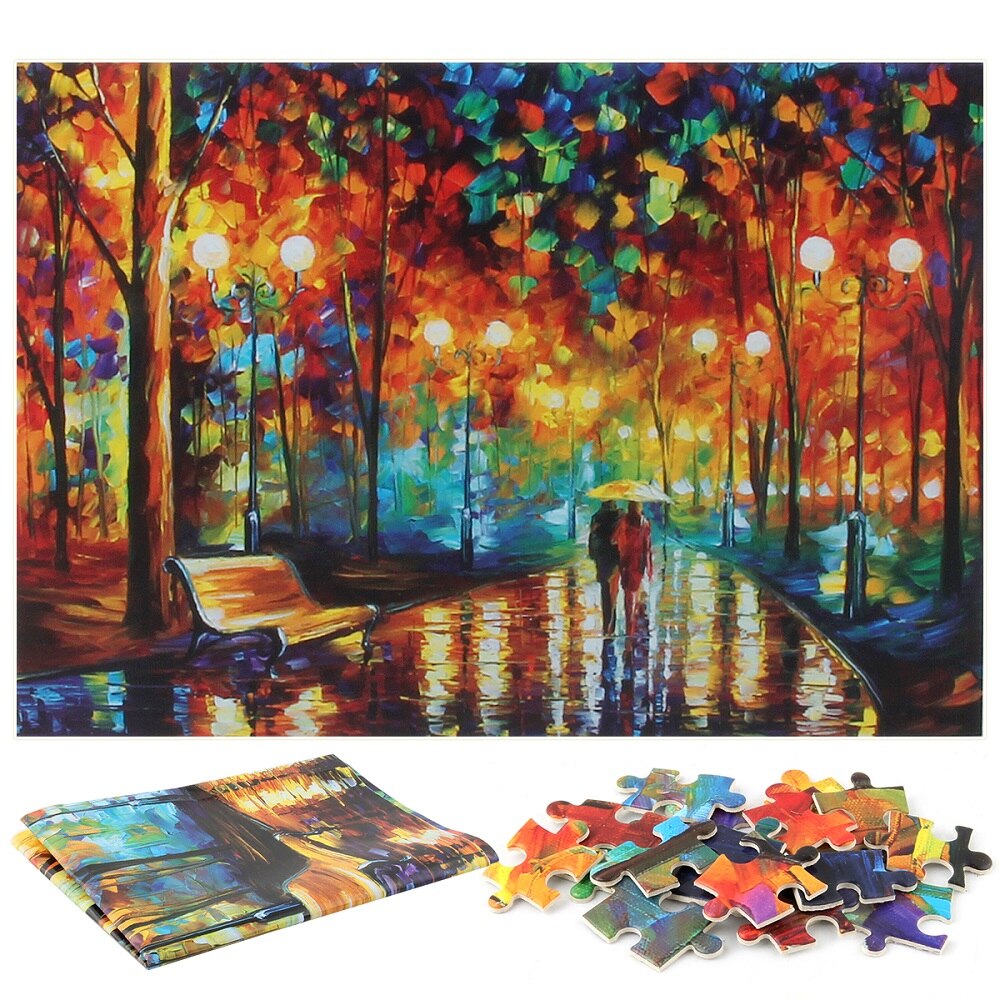 Puzzel Voor Volwassenen & Fun Feite Poster 1000 Stuk Sterrenhemel Maple Forest Natuurlijke Landschap Gevallen Bladeren