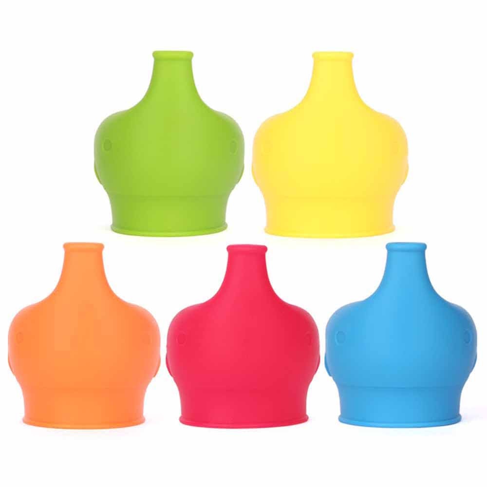 Silikon elefant sippy kopp låser gjenbrukbare kopp dekke spillproof anti flyte baby låve drikkeverktøy søt vann kopp dekke