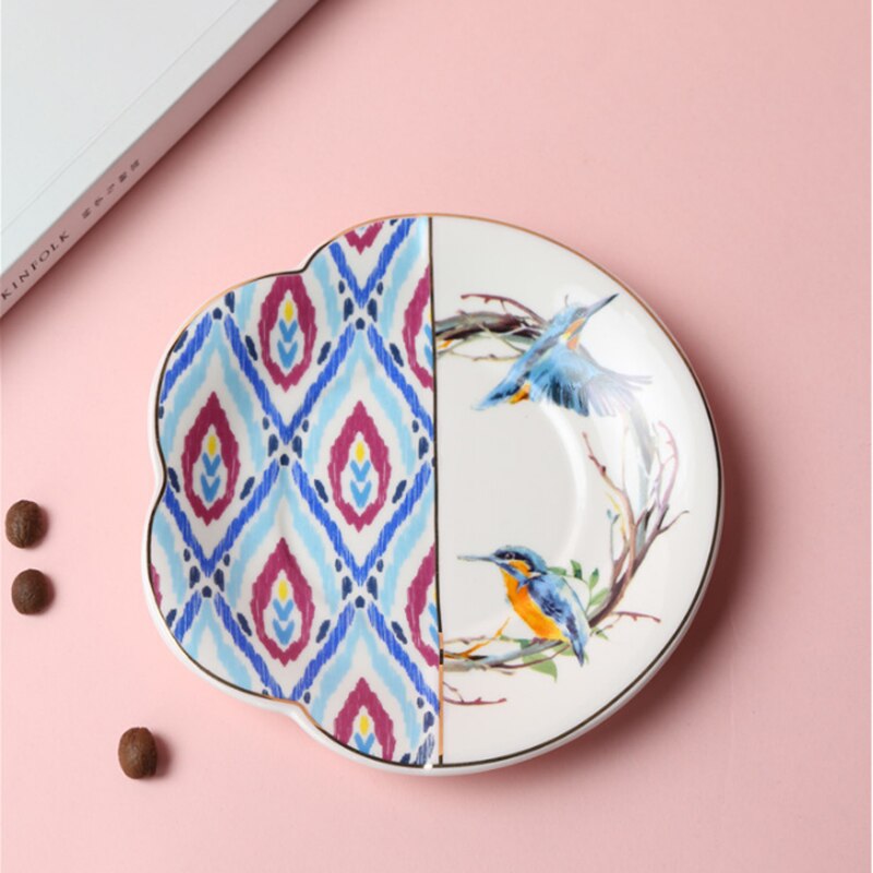 Style Luxury Coffee Cup And Saucer Set With Gold Handel Ceramic Cappuccino Afternoon Tea Cup Tea Set With Spoon