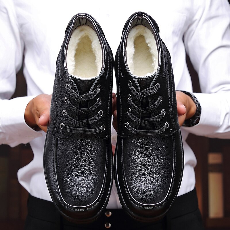 VESONAL Autumn Winter warm leather Ankle Men Boots snow Shoes fur plush classic Male Casual Boot Sneakers Footwear