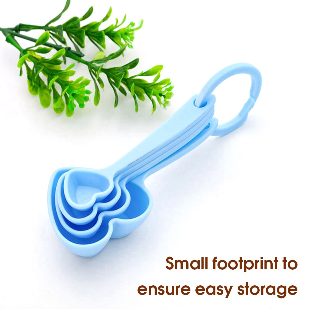 Cuchara medidora de 4 piezas en forma de corazón, taza portátil para hornear pasteles, pimienta, utensilios de medición de cocina multifuncionales