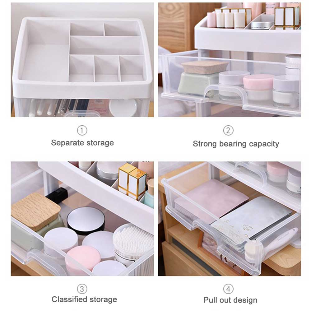 Caja organizadora de brochas de maquillaje, recipiente para joyas, cajones Organizadores de maquillaje, caja de almacenamiento de plástico para cosméticos