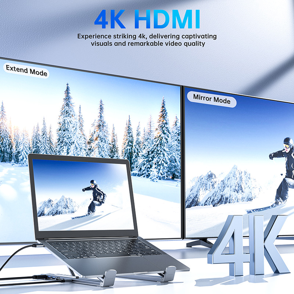 Usb-c-dokkingstasjon for bærbar pc, usb-c-dokkingstasjon for nettbrett, , 7 in 1 usb-c-hub med 4k hdmi-porter, , 2 usb 3.1, pd 100w,  porter, universaldokkingstasjon