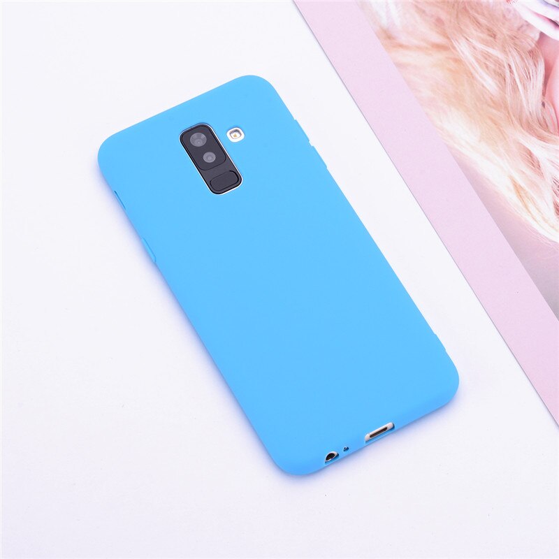 Silicone Case For Samsung Galaxy A6 case SM A600 A600F Candy Soft Case For Samsung A6 Plus cover A605 A605F funda: For A6 2018 / Light Blue