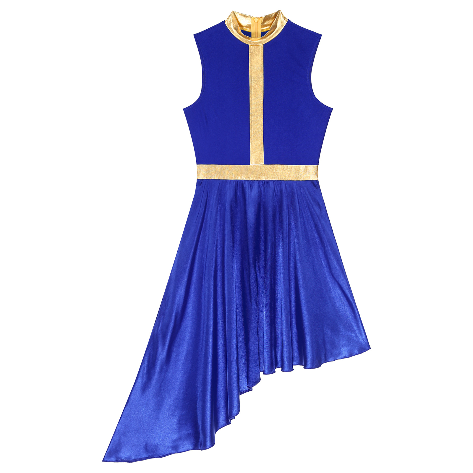 Vestido de baile lírico para mujer, traje de Ballet contemporáneo moderno, sin mangas, malla de tul, falda alta y baja, Ropa de baile litúrgico de alabanza