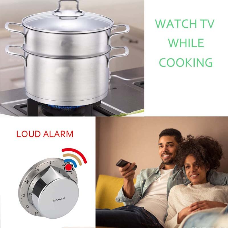 Mechanical Dial Timers Stainless Steel with Magnetic for Cooking Oven Time Countdown Cooker Kitchen Timer Kitchen Gadgets Tools