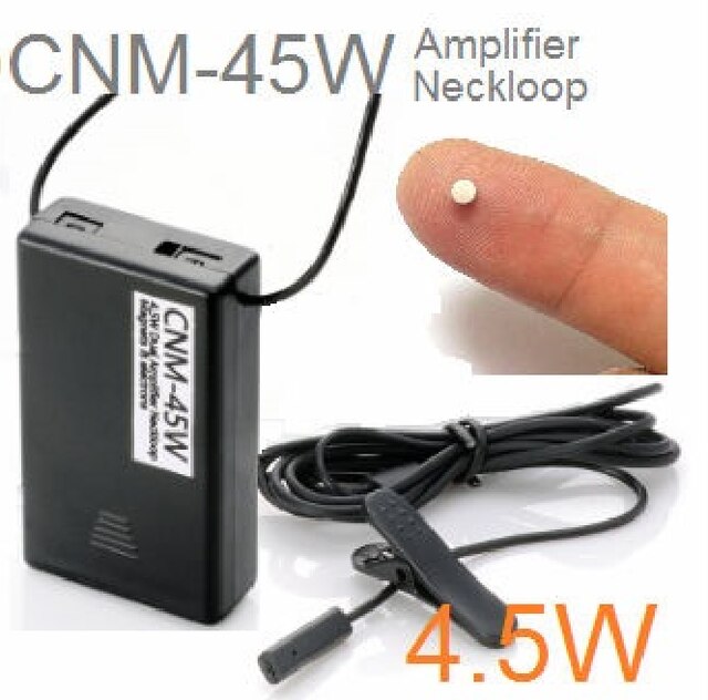 Excellent Loud Sonud 4.5W Amplifier Neckloop For Cell Phone Work With Aids Wireless earpiece Mini Earbud Invisible Earphone: black