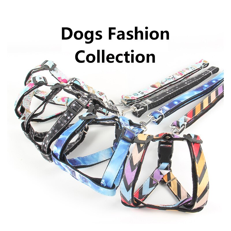 Printing Dogs Cat Harness And Leash Set Puppy Dog Chain Collar Belt Strap Pets Accessories Yorkshire Terrier Perros Productos