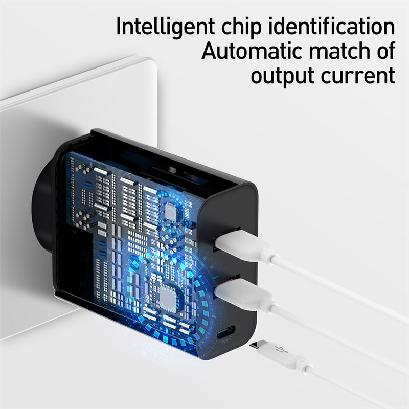 Cargador USB Baseus de 3 puertos con cargador rápido PD3.0 para iPhone 11 Pro Max Xr 60W carga rápida 4,0 FCP SCP para Redmi Note 7 Xiaomi