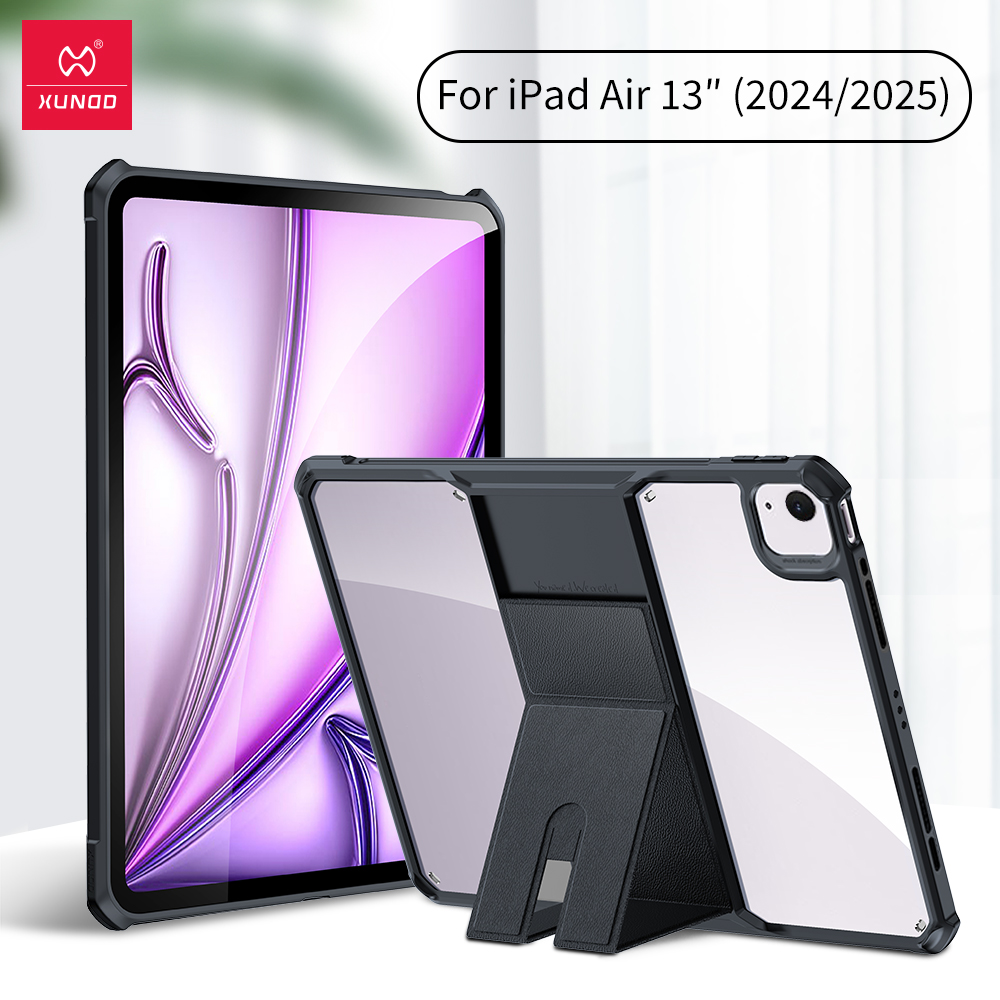Xundd Case For iPad Pro 11 13 Air 11 13 Tablet Cover Airbag Shockproof Shell with Invisible Magnetic Bracket Holder: black