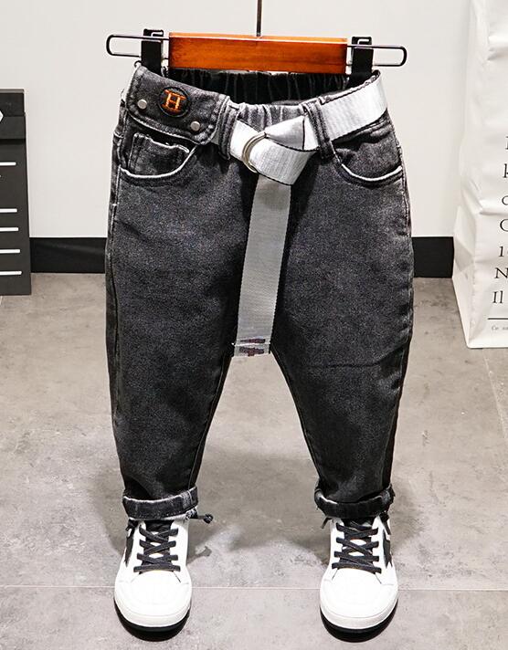 Pantaloni Per Bambini Abbigliamento Per Bambini 2020 di Autunno della Molla Nuovo Bambino Allungano I Jeans Dei Pantaloni Della Ragazza Del Ragazzo Versione Coreana Di Pantaloni + cintura: black / 4T--height 110cm