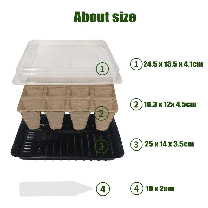 8 Pack Seed Starter Kit Seed Trays With Humidity Dome And Biodegradable Peat Pots Seedlings Tray Seed Germination Kit