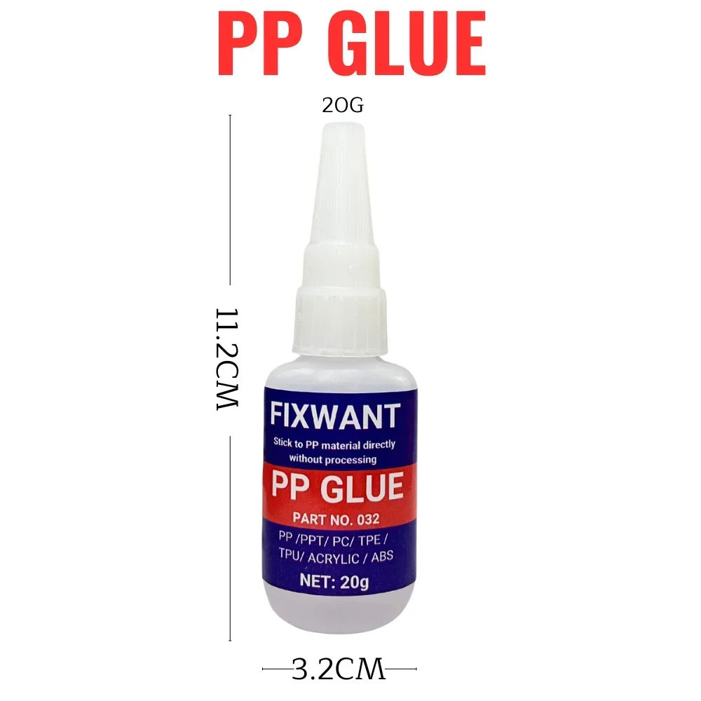Instant PP Polypropylene Glue Multi-purpose Super Strong PPT/ PC/ TPE/ TPU/ ACRYLIC/ ABS Electronic Components Adhesive 20g