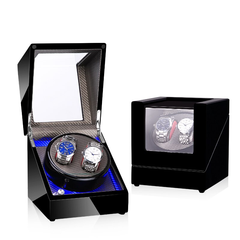 Devanadera de reloj mecánico con pantalla LED, soporte de caja de almacenamiento de joyería, agitador de Motor, rotador automático silencioso, 5 modos: Marrón