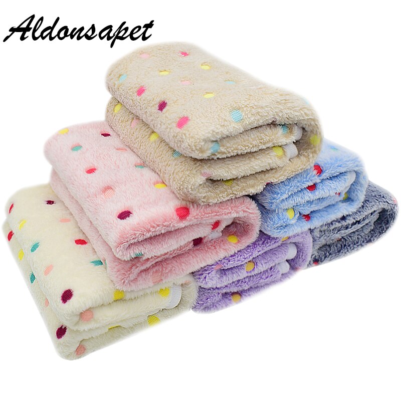 Couverture polaire chaude et douce pour lit de chat et de chien, imprimée à pois, coussin pour animaux de compagnie, tapis pour petits, moyens et grands chiots