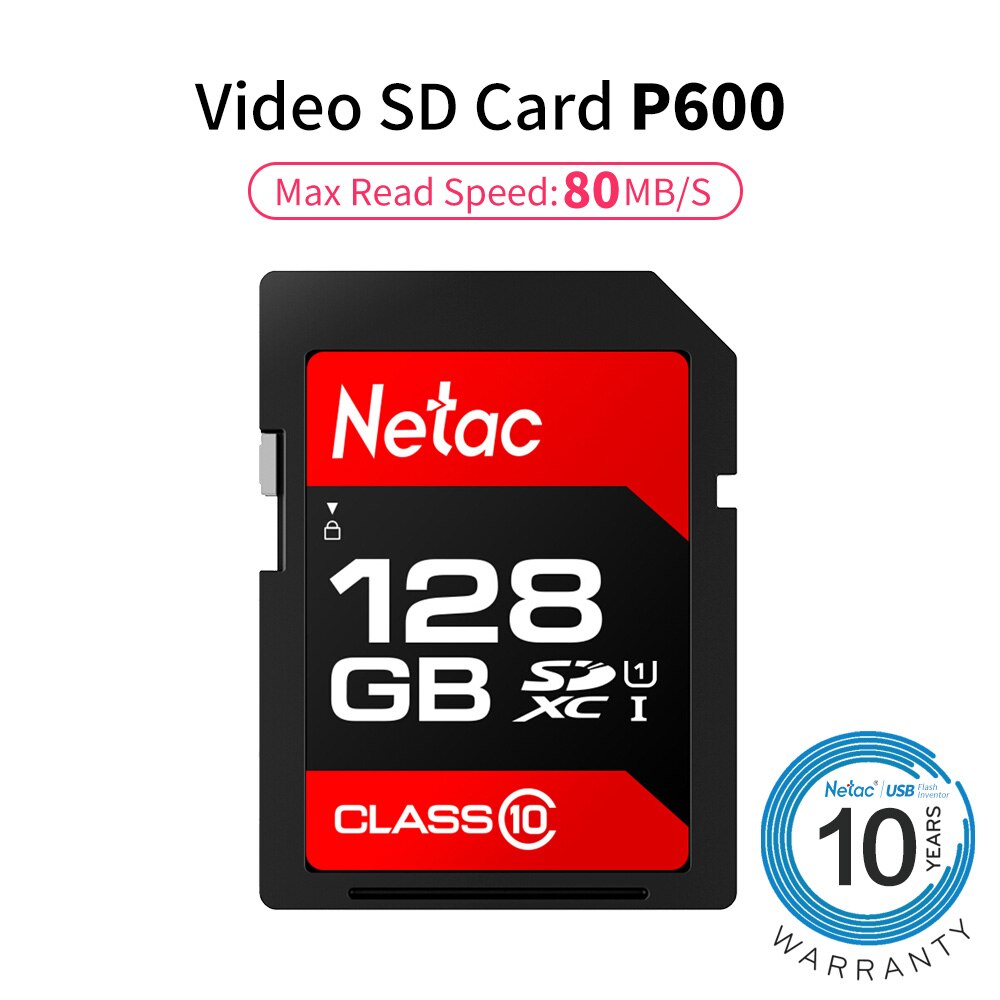 Netac P600 Sd-kaart 32Gb Sdhc/Sdxc Originele Geheugenkaart 64Gb Klasse 10 U1 Hoge Snelheid Van 80 Mb/s 16Gb 128Gb Voor Camera & Dv & Laptop: 128GB