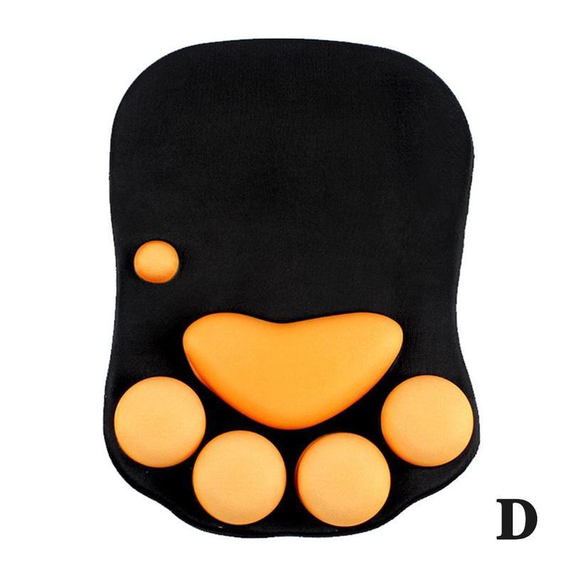 Mignon 3D chat patte tapis de souris avec Support de poignet Silicone repose-poignet coussin repos confort souris Pats: Black