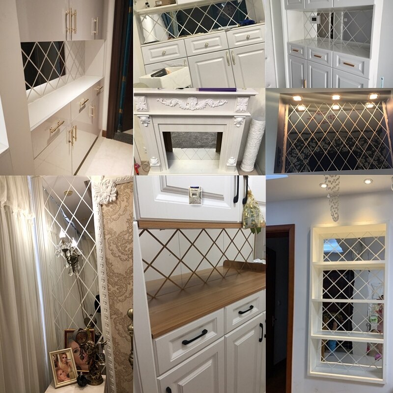 Sliver 3D Mirror Wall Sticker DIY Acrylic Wall Stickers Living Room TV Background Home Decoration adesivo de parede