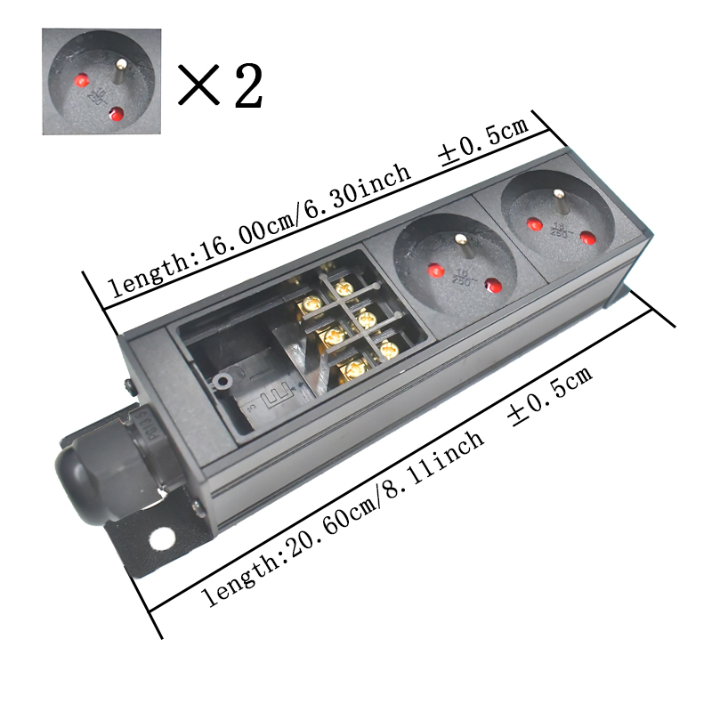 PDU power strip network cabinet rack wall desktop table bottom 1-11AC French socket with junction box No extension cable: Type 15