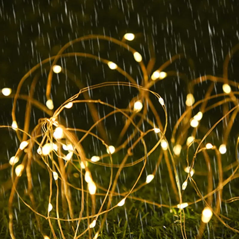 Led solcelledrevne lyskæder 8 tilstande jule-led-lys udendørs have terrasse trådgirlande lys julelys