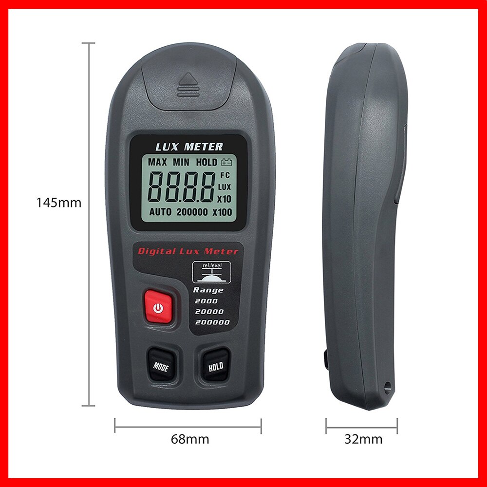 RZ Digital Light Meter LCD Display Light Meter Environmental Testing Illuminometer Sensor Large Photometer MT-30