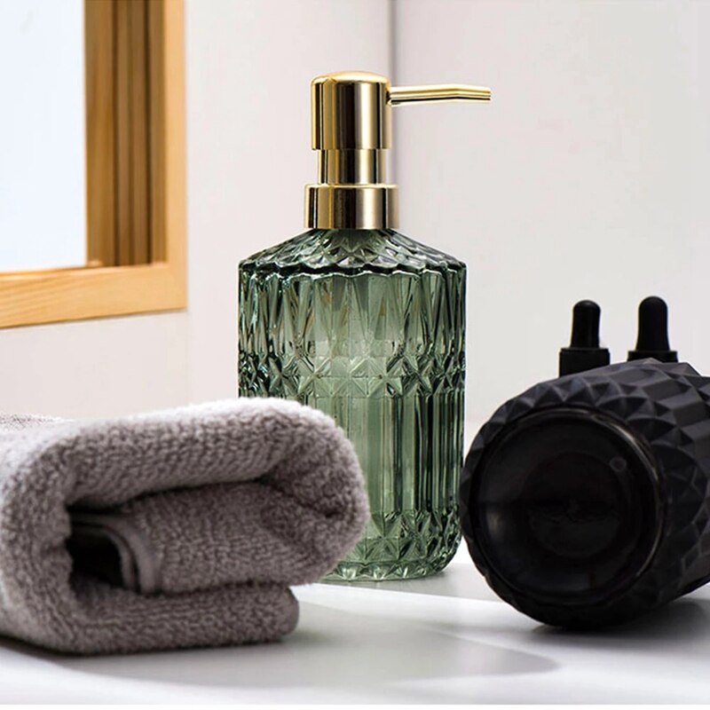 400ml såpedispenser elegant gl påfylling tom flaske hjem hotell baderom balsam håndsåpe sjampo flaske