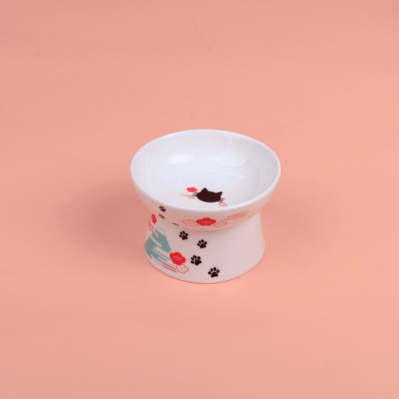 1PC bol pour animaux de compagnie mignon dessin animé mangeoire pour animal domestique haut-pied bouche unique antidérapant en céramique chien chat nourriture bols animaux de compagnie boire alimentation conteneur: 2