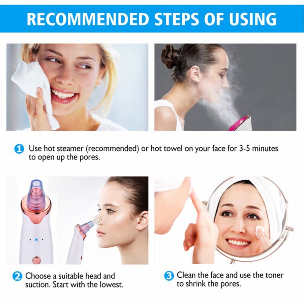 Electric Acne Remover Point Noir Blackhead Vacuum Extractor Tool Black Spots Pore Cleaner Skin Care Facial Pore Cleaner