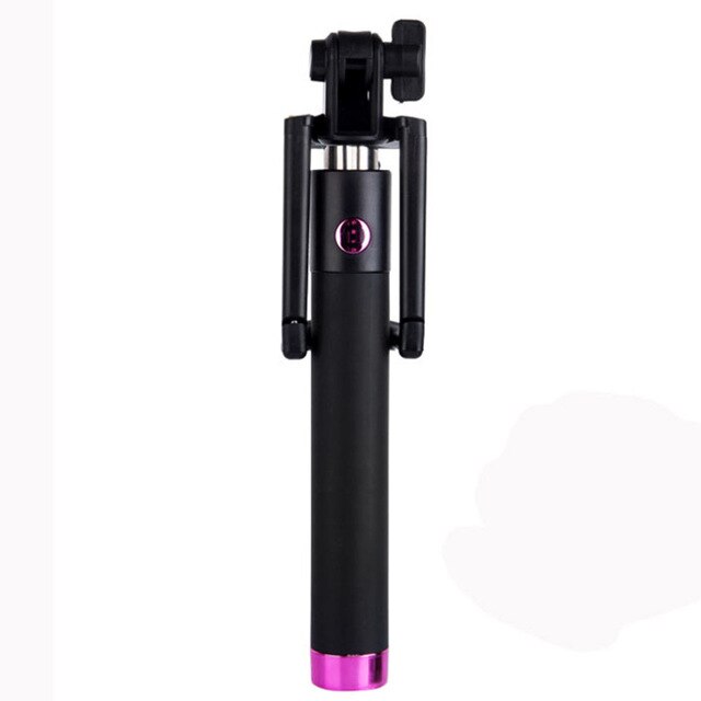 Draagbare Uitschuifbare Monopod Self-Pole Handheld Wired Selfie Stick Voor Iphone Voor Smartphone Mini Draad Controle: Roze