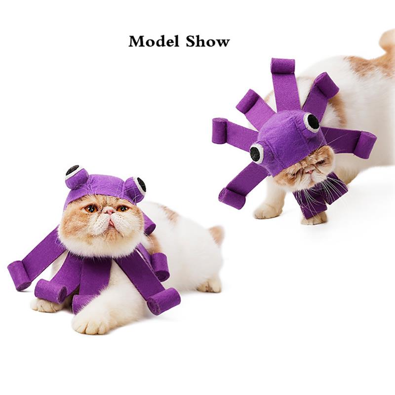 Disfraz de pulpo para mascotas, peluca de crin con gorro para gato, gatito, Halloween, disfraces, ropa de fieltro, accesorios para mascotas, 1 unidad