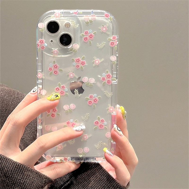 Funda de teléfono con soporte de flor rosa y arena movediza para iPhone 16 15 14 13 12 11 Pro Max XR X XS 7 8 Plus, funda suave transparente con soporte Floral