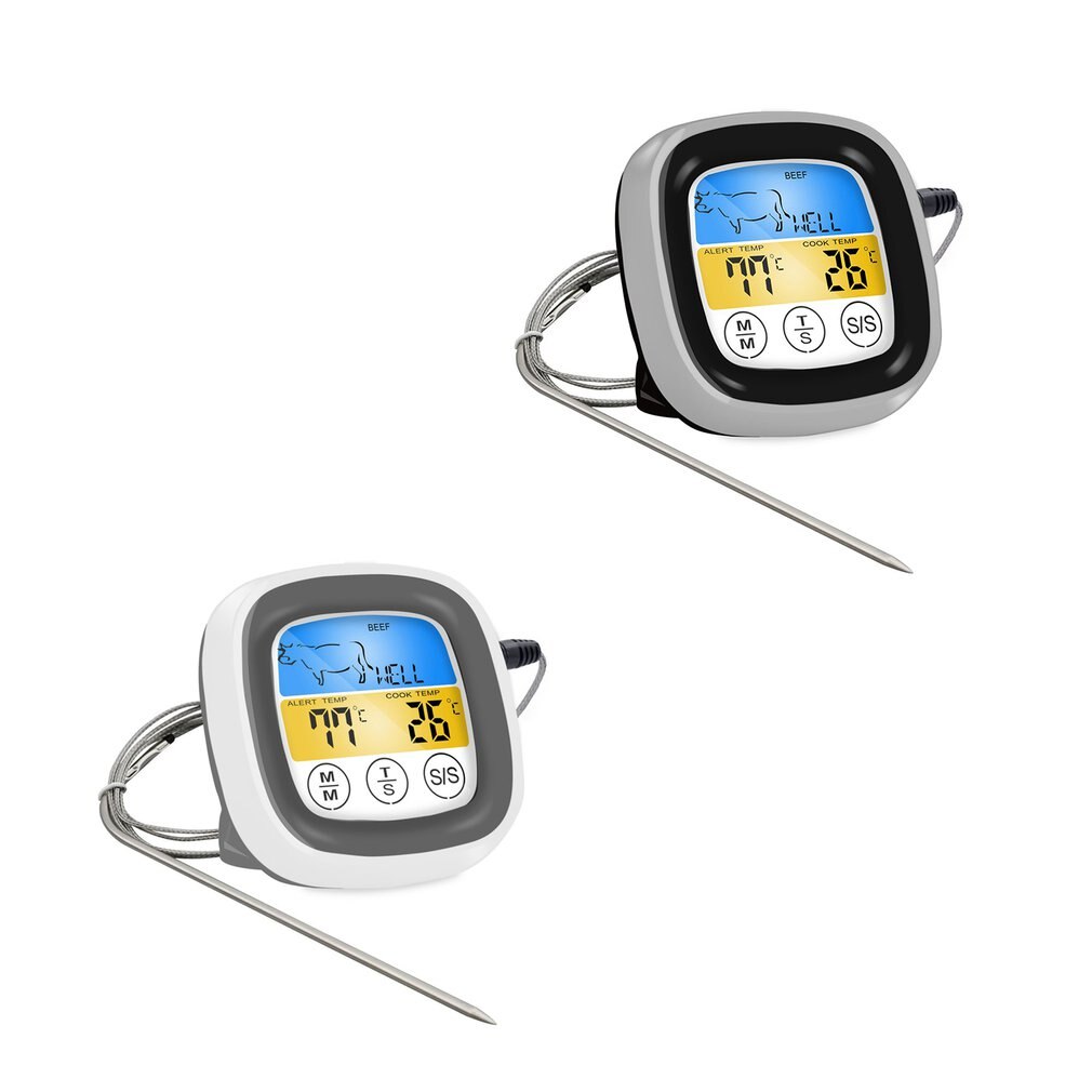 Digital bbq kødtermometer grillovn termometer med timer & rustfri stålsonde madlavningstermometer 1 stk.