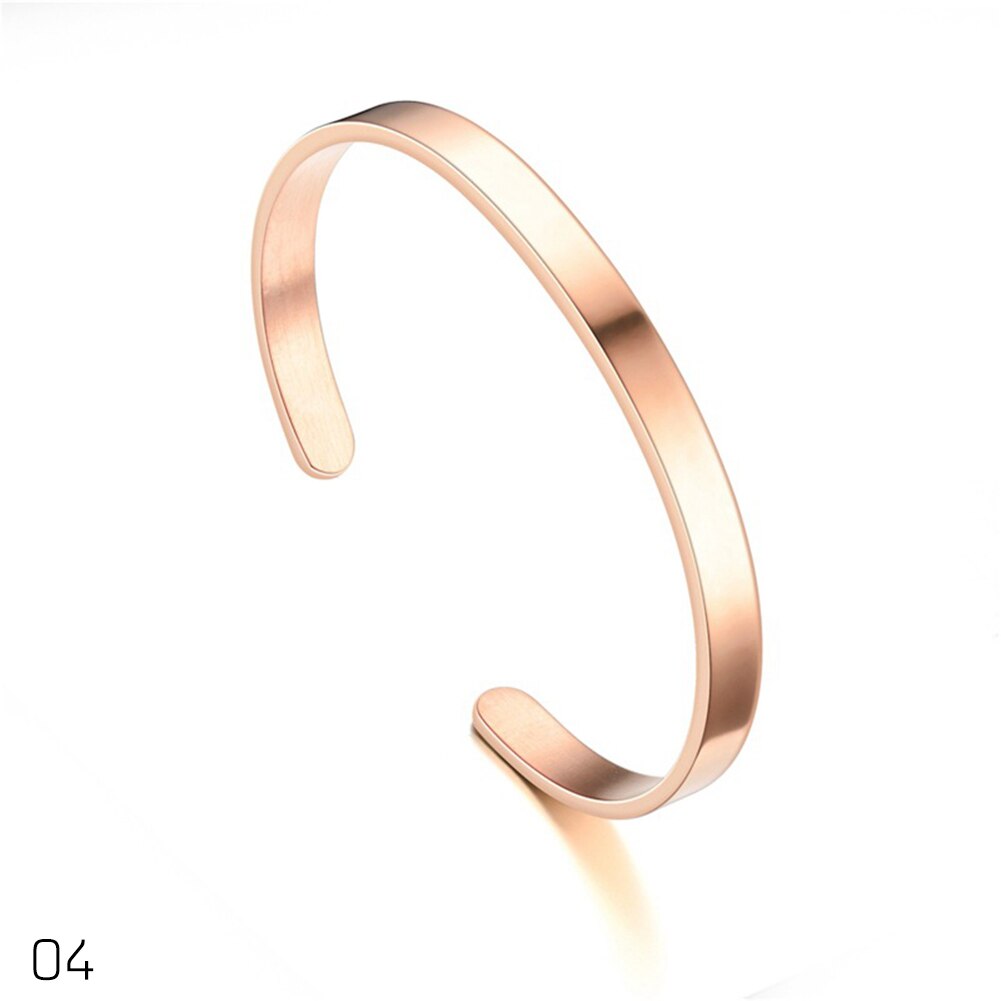 1PC de acero inoxidable en forma de C pulsera con apertura ajustable joyería de nombre cercanas cartas de brazalete para las mujeres de los hombres: Rose Gold