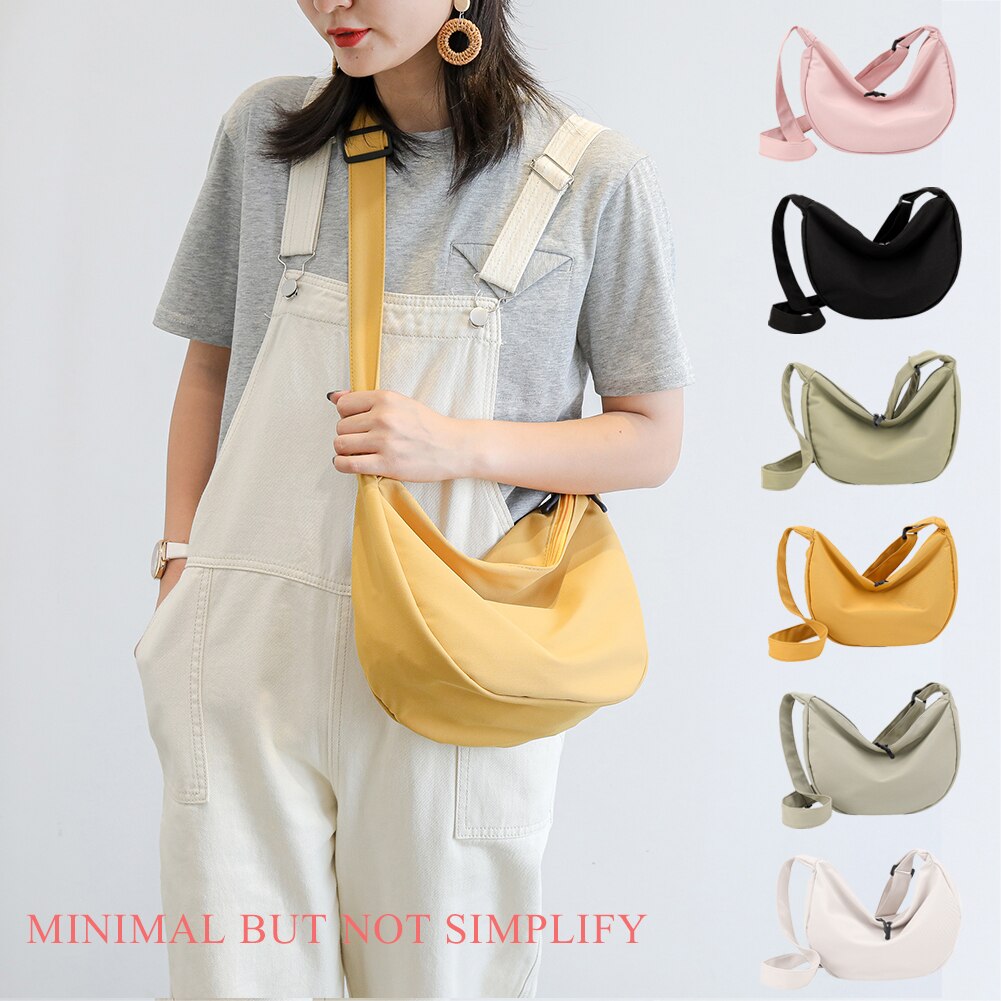 Eenvoudige, veelzijdige tas voor dames, schoudertas van canvas met grote capaciteit, hobo-crossbodytas voor dames