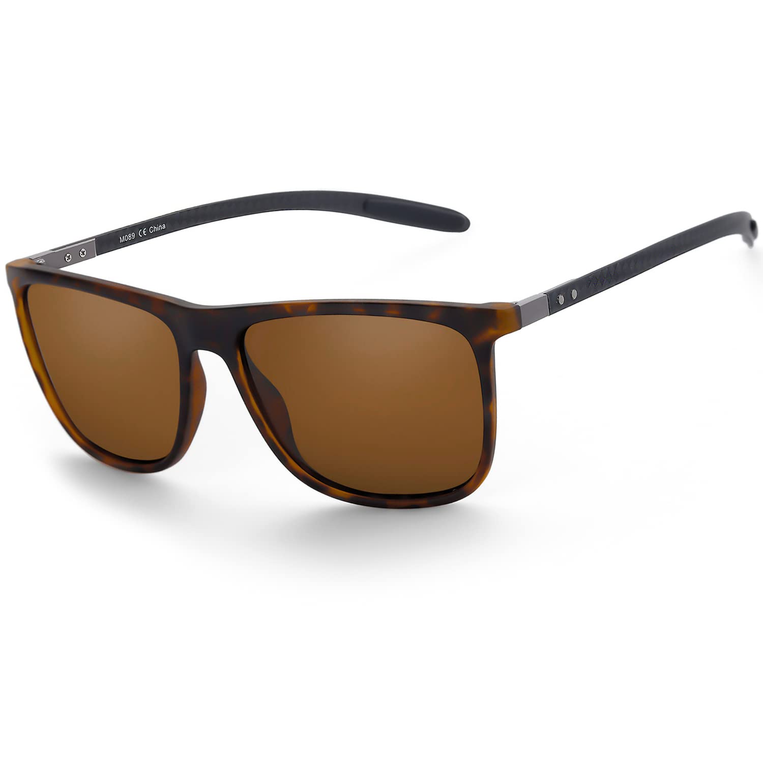ZENOTTIC gafas de sol polarizadas cuadradas para hombres gafas de sol ultraligeras de fibra de carbono para conducir, pescar, deportes de Golf protección UV400: Castaño