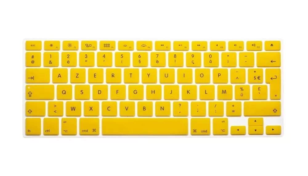 Silikone fransk bogstav tastatur cover til macbook air pro retina 13 15 17 beskytter til mac book tastatur frankrig eu azerty: Gul