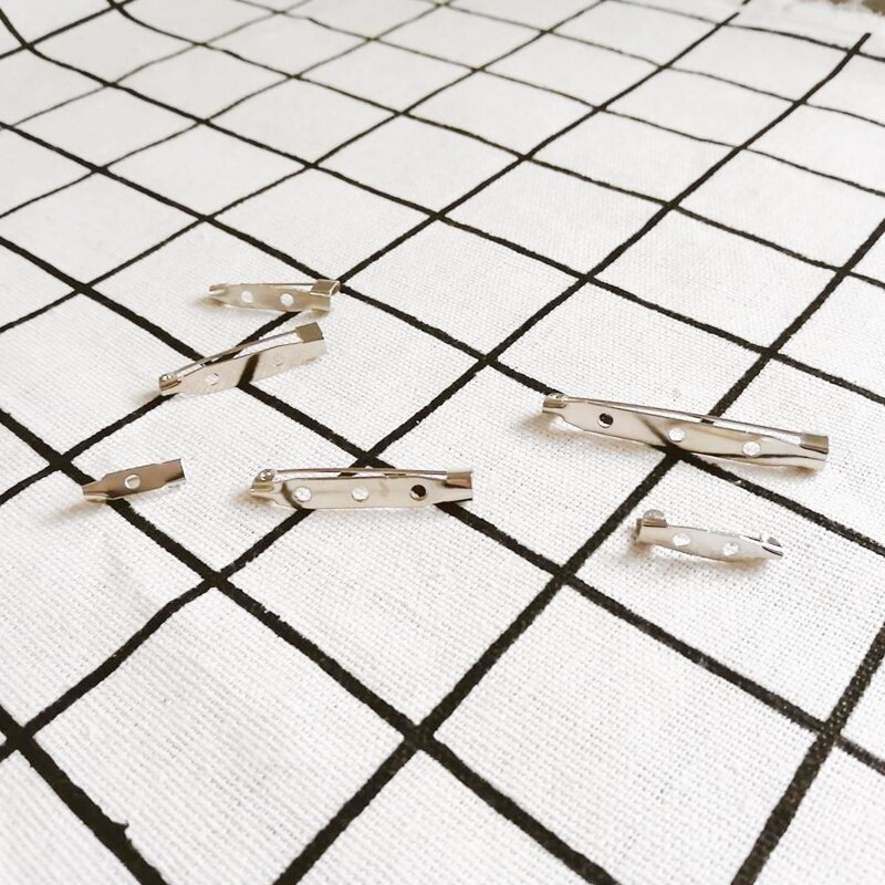 50PCS Iron Tone Safety Brooch Back Safety Catch Bar Pins Jewelry Findings Accessories DIY Brooches Making Safety Pin Brooch