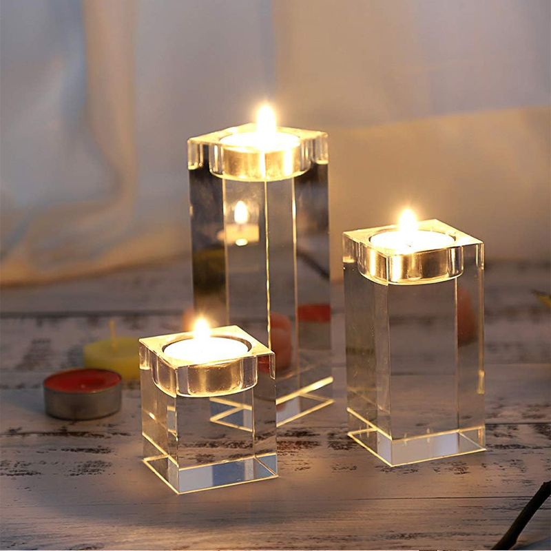 Cubo portavelas de cristal centros de mesa candelabros de cristal decoración mesa votiva soporte de vela, accesorios de decoración del hogar