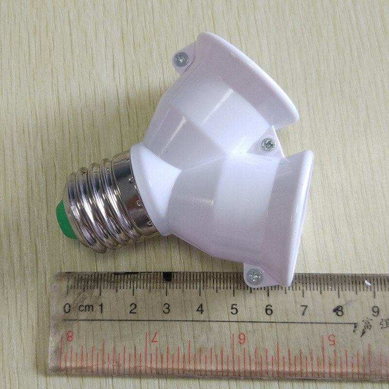 Whole 5PSC 1 to 2 Lamp Holder Bulb Holder Dual Double 2X E27 Socket Base Extend Splitter Plug Copper Contact Adapter