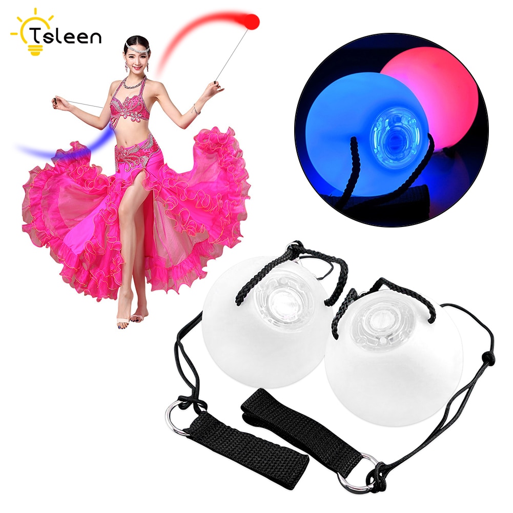 Danza del vientre bolas RGB brillo LED POI tirado bolas para danza del vientre accesorios para las manos puesta en escena accesorios 1 par/1Pc LED POI