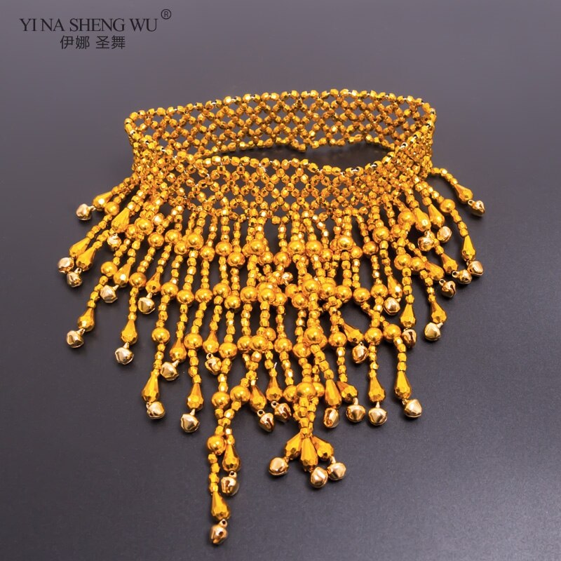 Collar de danza del vientre para mujer, accesorios, collar de oro de Bellydance, ropa de baile, joyería con cuentas, vientre de la India, accesorio de plata