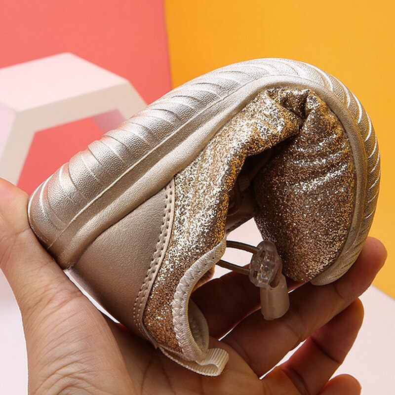 Mhyons kindersportschoenen jongens meisjes kinderen goede casual schoenen sneakers glanzend goud kleur comfortabele kinderschoenen instappers
